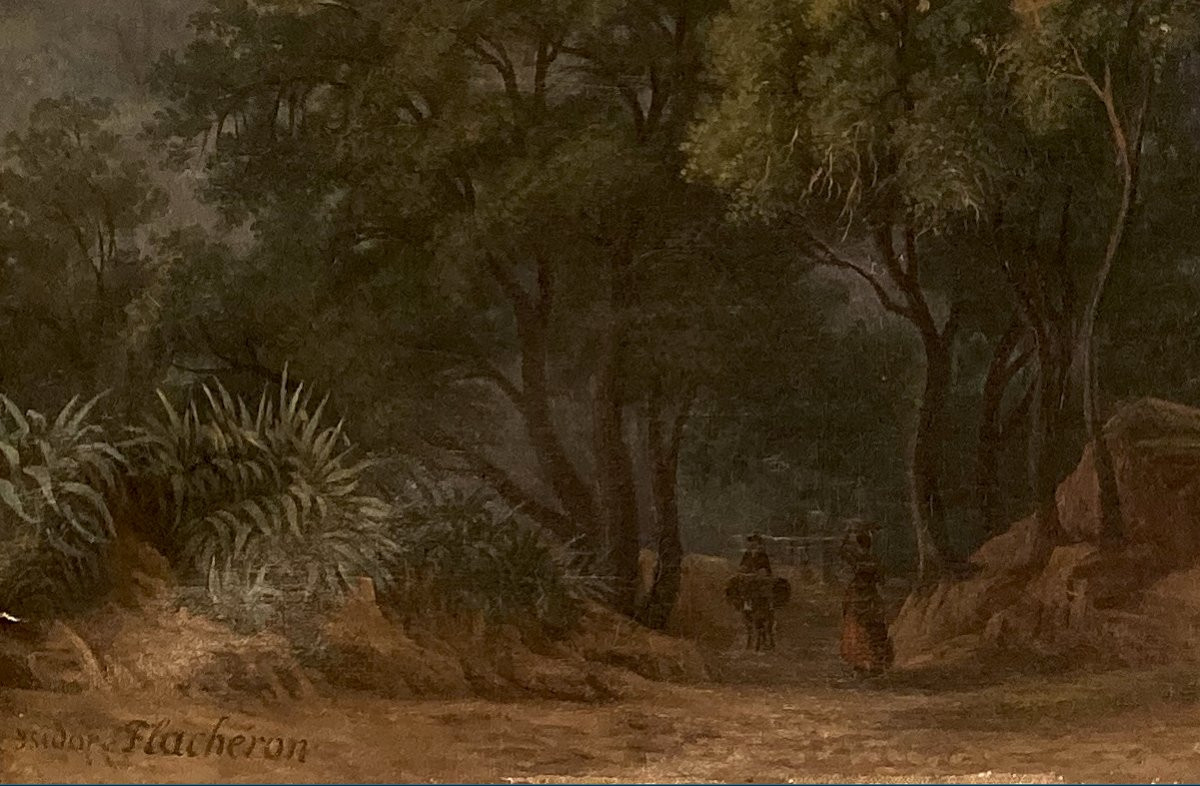 Flachéron Isidore (1806-1873) "messina" Oil On Canvas, Signed-photo-4