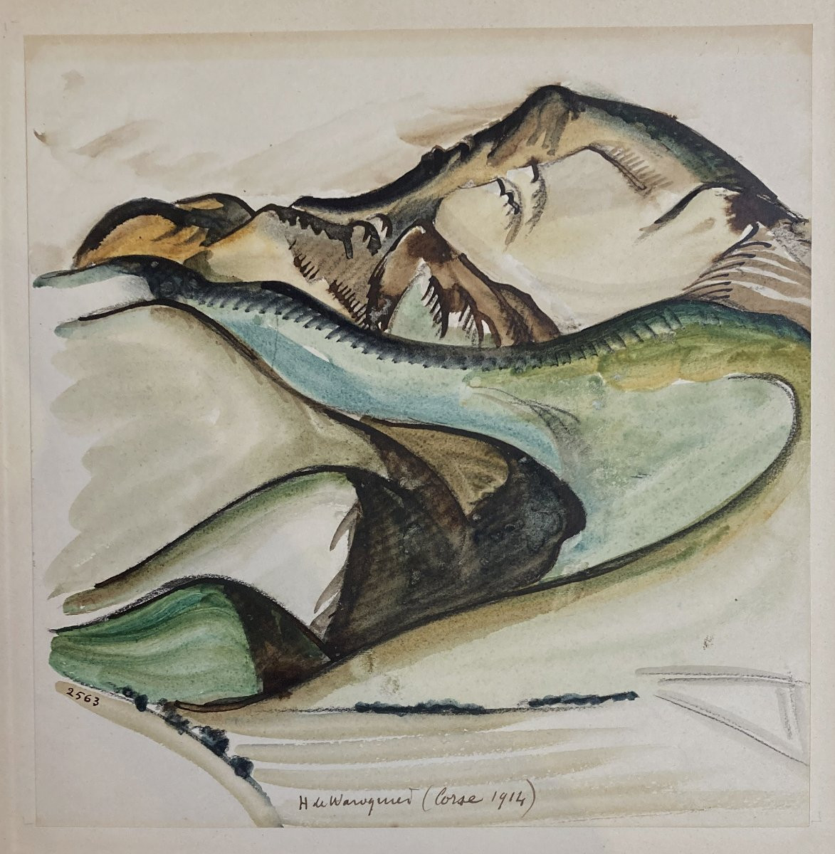 Waroquier De Henry (1881-1970) "landscape Of Corsica" Drawing/watercolor,signed,located & Dated-photo-2
