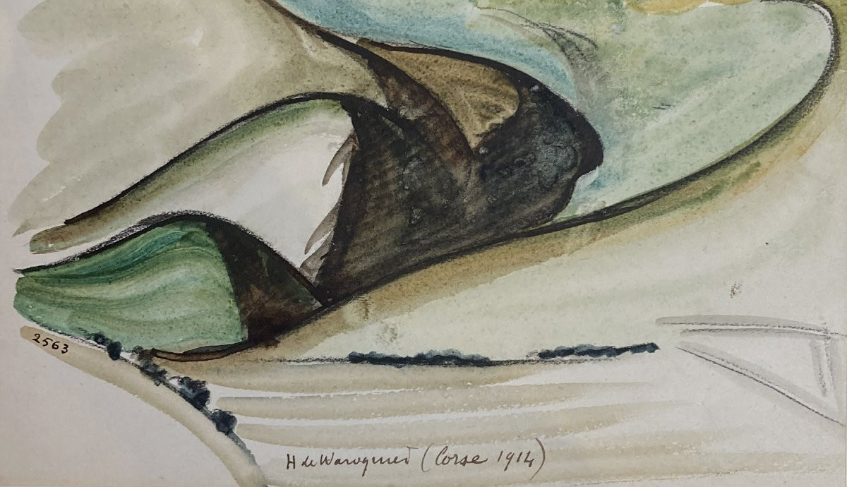 Waroquier De Henry (1881-1970) "landscape Of Corsica" Drawing/watercolor,signed,located & Dated-photo-4