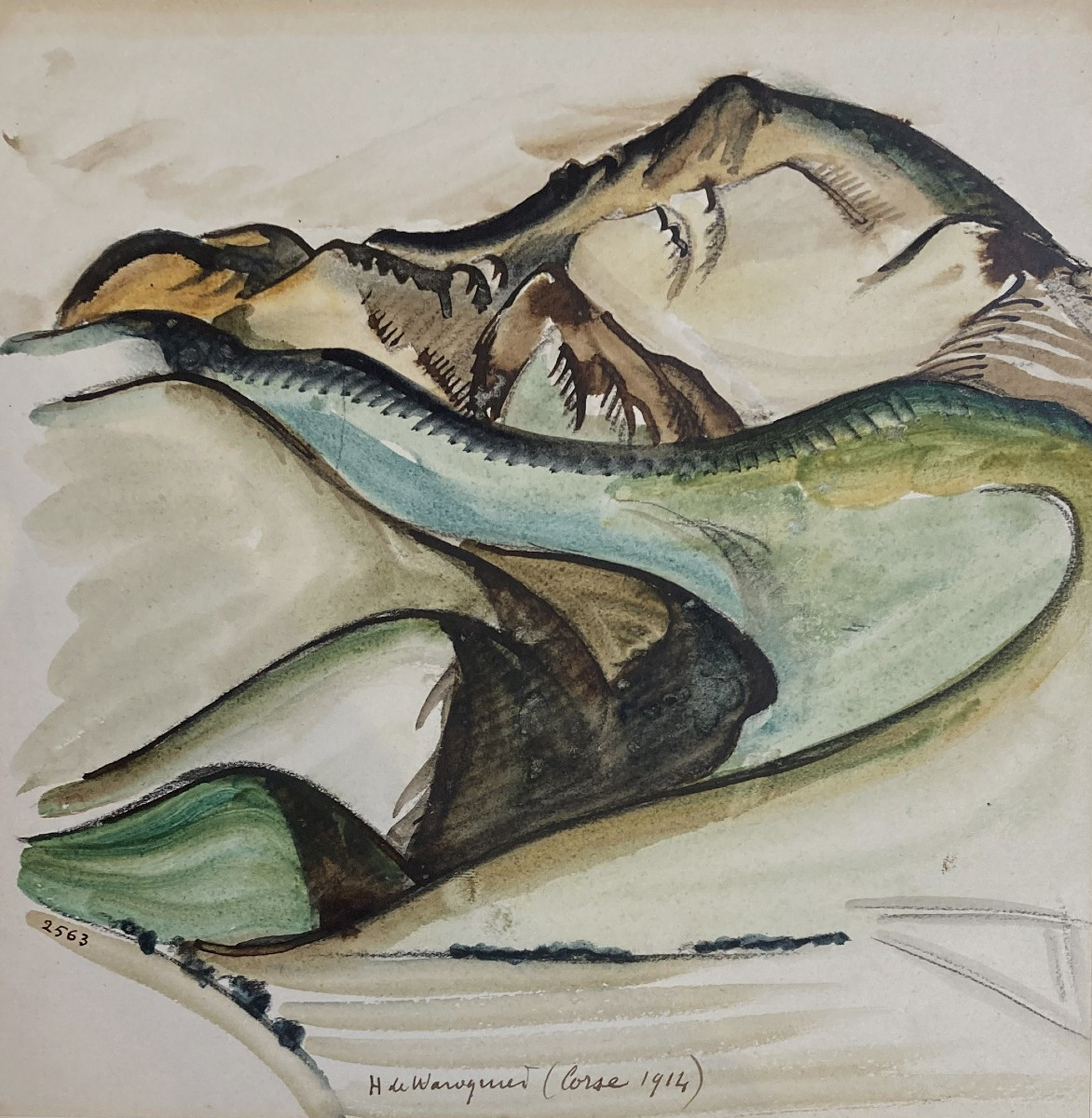 Waroquier De Henry (1881-1970) "landscape Of Corsica" Drawing/watercolor,signed,located & Dated