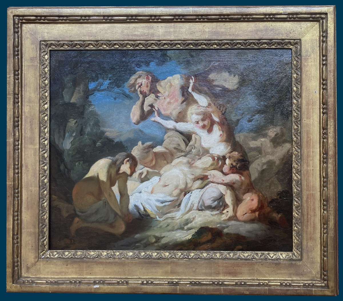 DUMONS Jean-Joseph Attrib. à (1687-1779) "Romulus déplorant la mort de Rémus" HST, Provenance