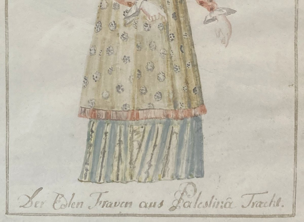 French School 17th Century "lady Of Palestine" Drawing/gouache On Vellum, Framed-photo-4