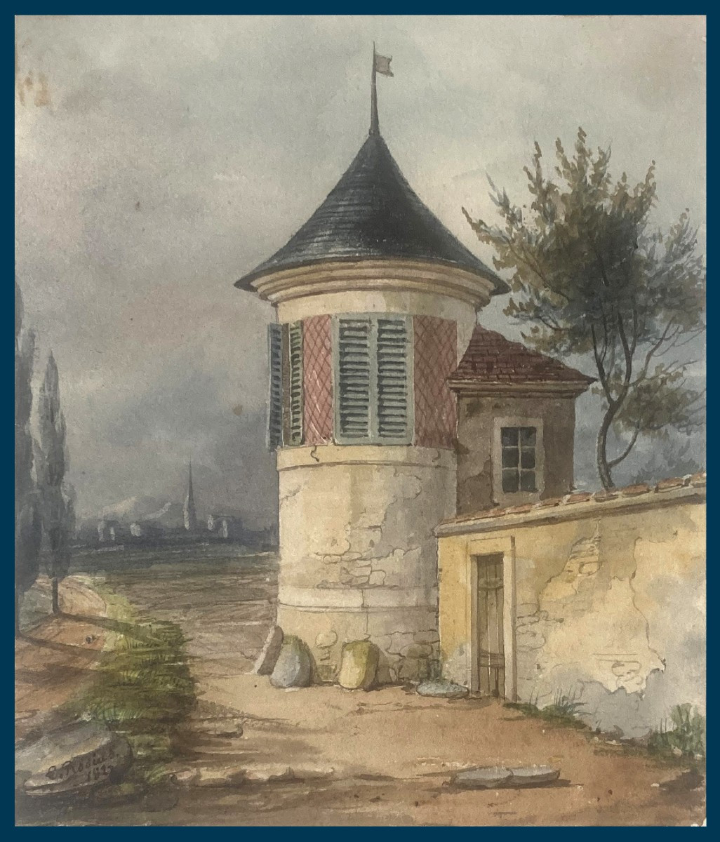 Rodius Charles (1802-1860) "landscape, Alley And Castle" Drawing/watercolor, Signed, Dated