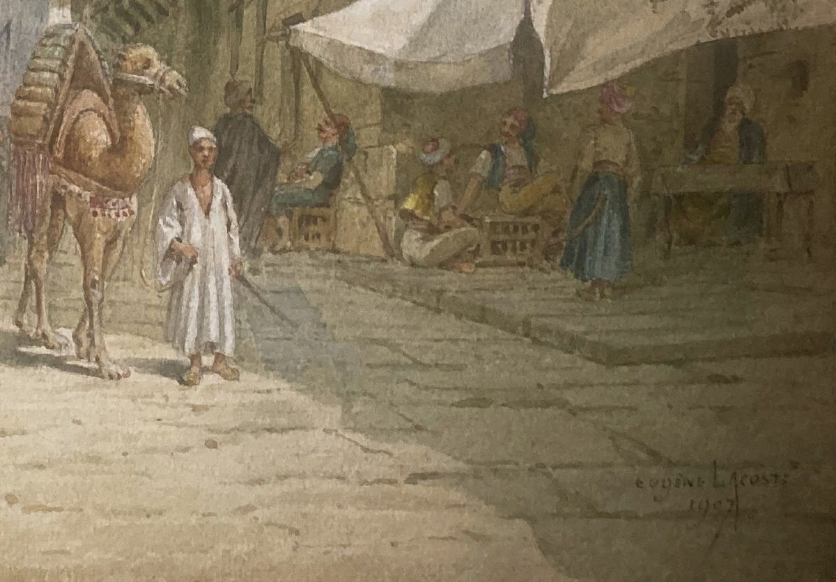 Lacoste Eugène (1818-1907) "cairo" Drawing/watercolor, Signed And Dated-photo-4