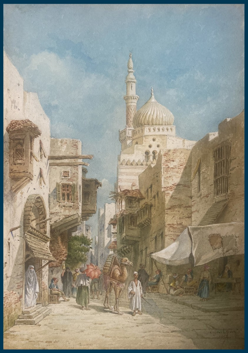 Lacoste Eugène (1818-1907) "cairo" Drawing/watercolor, Signed And Dated