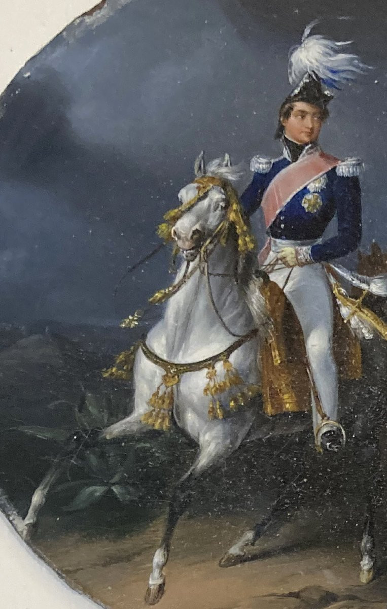 ECOLE FRANCAISE 1828 "Général Nicolas J. MAISON & Ibrahim PACHA, Grèce" Huile/Carton,Provenance-photo-2