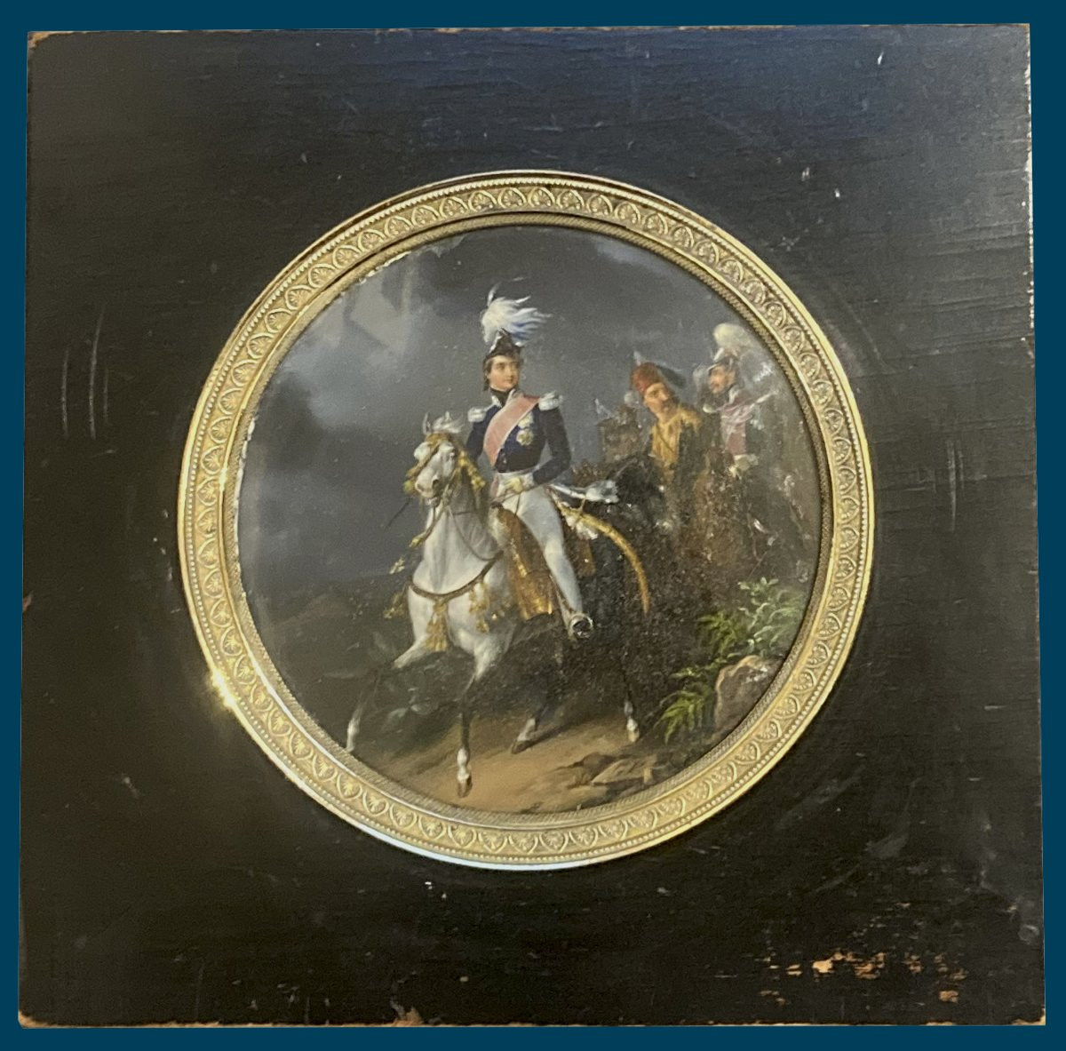 ECOLE FRANCAISE 1828 "Général Nicolas J. MAISON & Ibrahim PACHA, Grèce" Huile/Carton,Provenance-photo-4