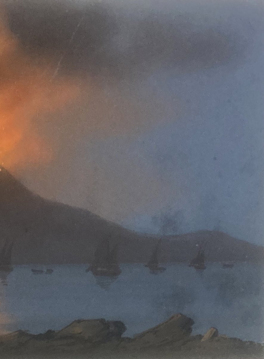 ECOLE ITALIENNE - 1861 "Une éruption" Gouache-photo-3