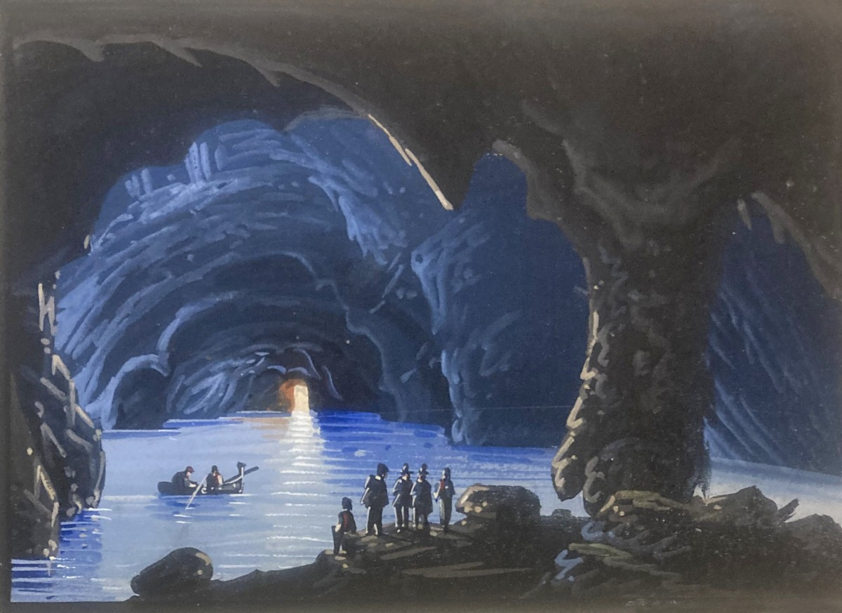 Italian School, Mid-19th Century "the Blue Grotto" Gouache