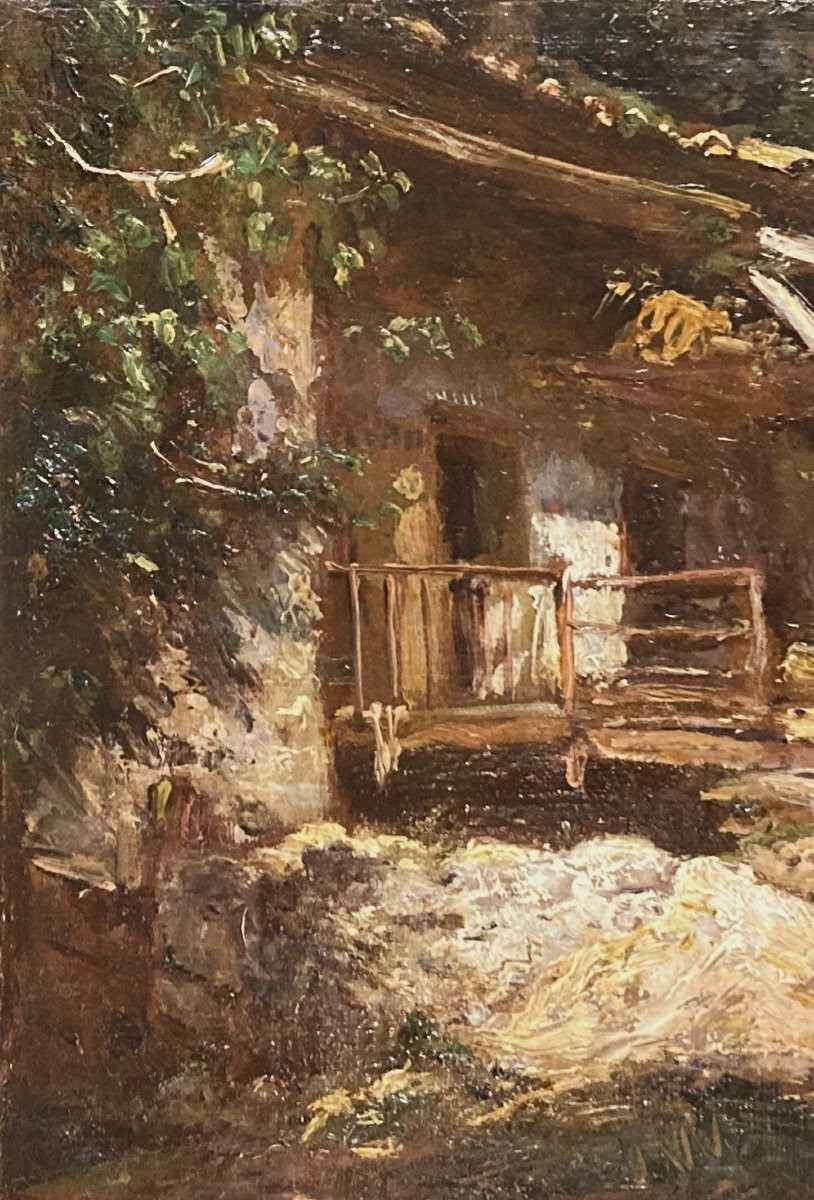 Giroux André (1801-1874) "the House" Oil On Canvas-photo-2