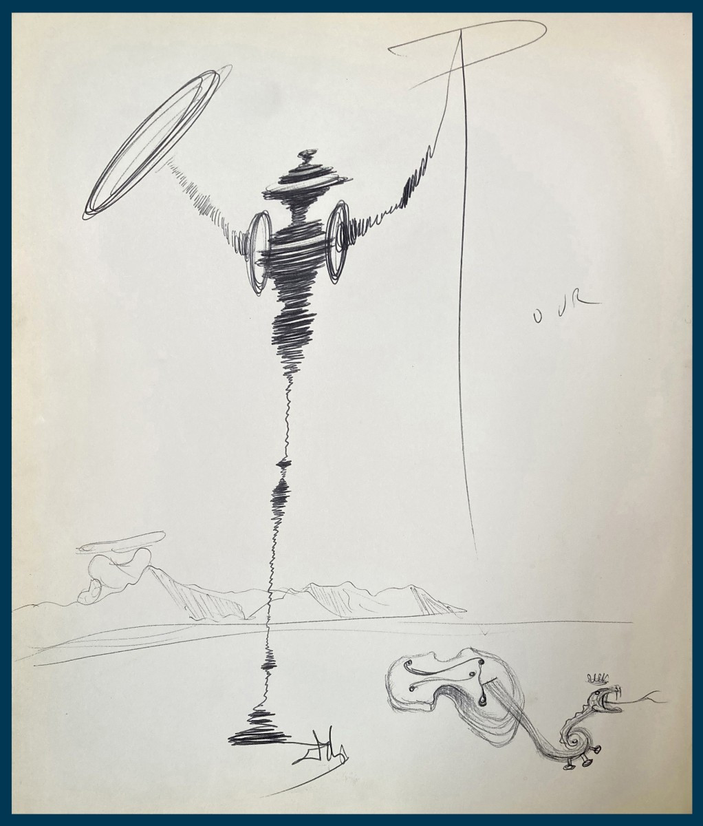 Salvador Dali (1904-1989) "don Quixote & The Serpent Violin"original Drawing & Inscription/book