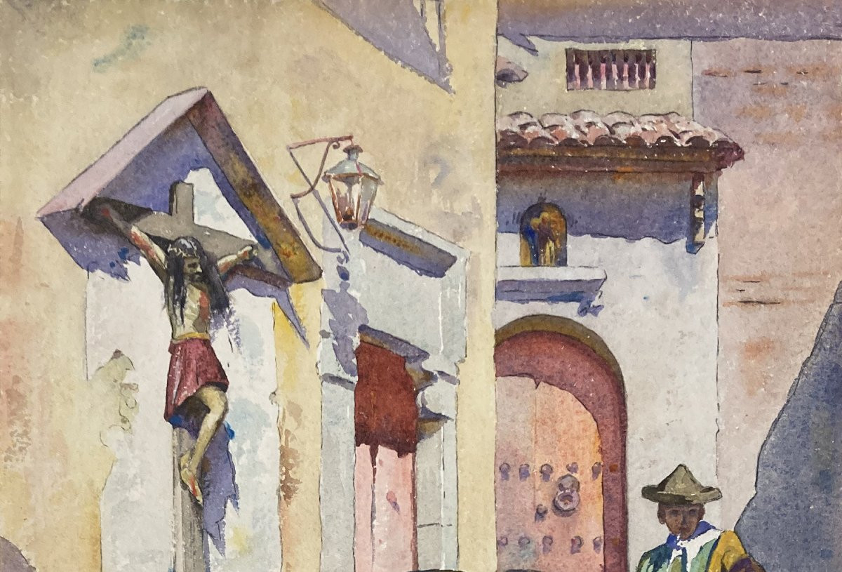 Beaussier Emile (1874-1943) "toledo" Drawing/watercolor, Signed And Located-photo-2