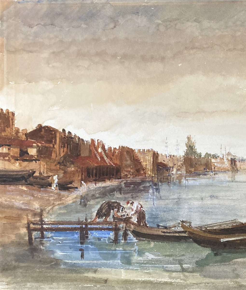 SABATIER François Victor (1823-1891) "Constantinople" Dessin/Aquarelle et gouache, Signé, daté-photo-2