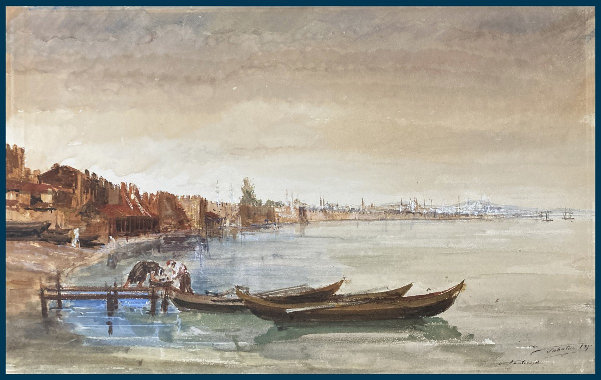 SABATIER François Victor (1823-1891) "Constantinople" Dessin/Aquarelle et gouache, Signé, daté