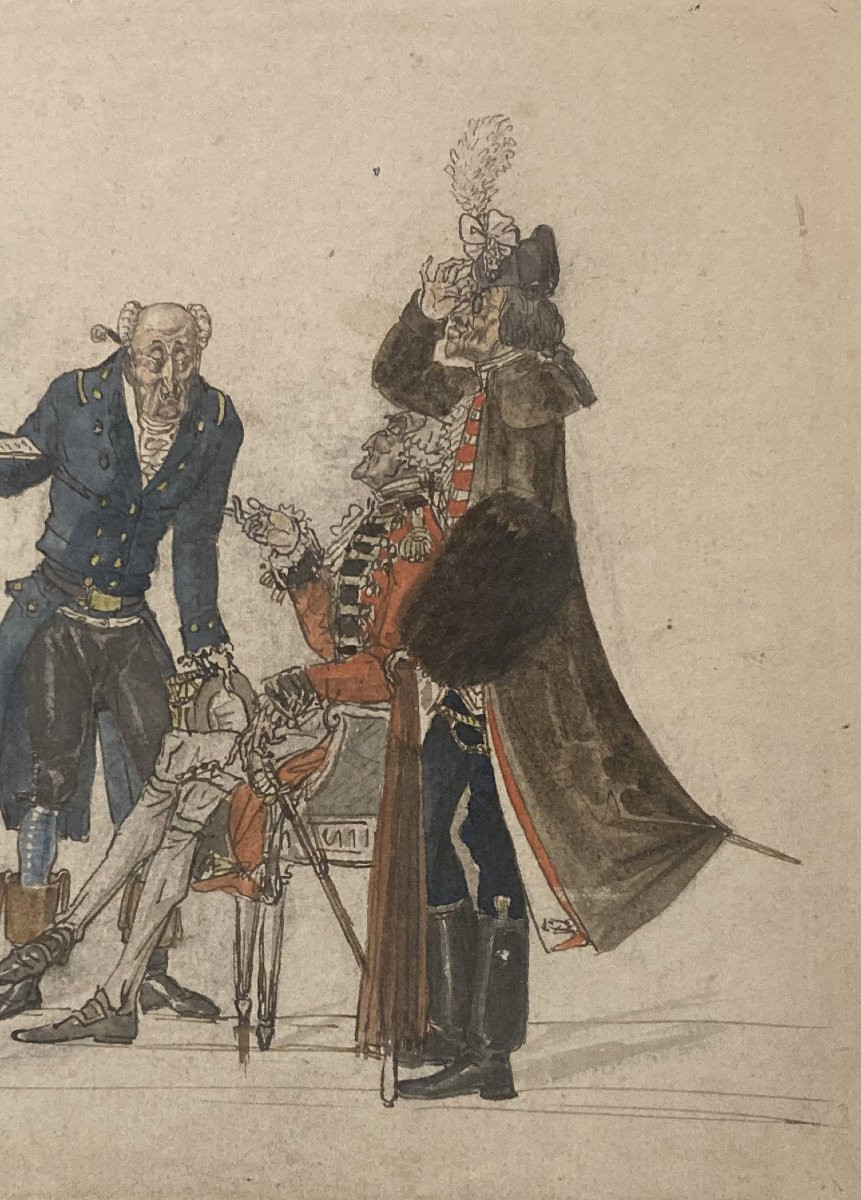 Lanté, Louis Marie (1789-1871) "english Costumes" Drawing/pen And Watercolor, V. Sardou Collection-photo-3