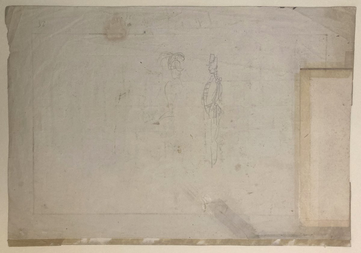 Lanté Louis Marie (1789-1871) "Les nouveaux débarqués 2" Dessin/Plume,aquarelle,Collect. SARDOU-photo-3