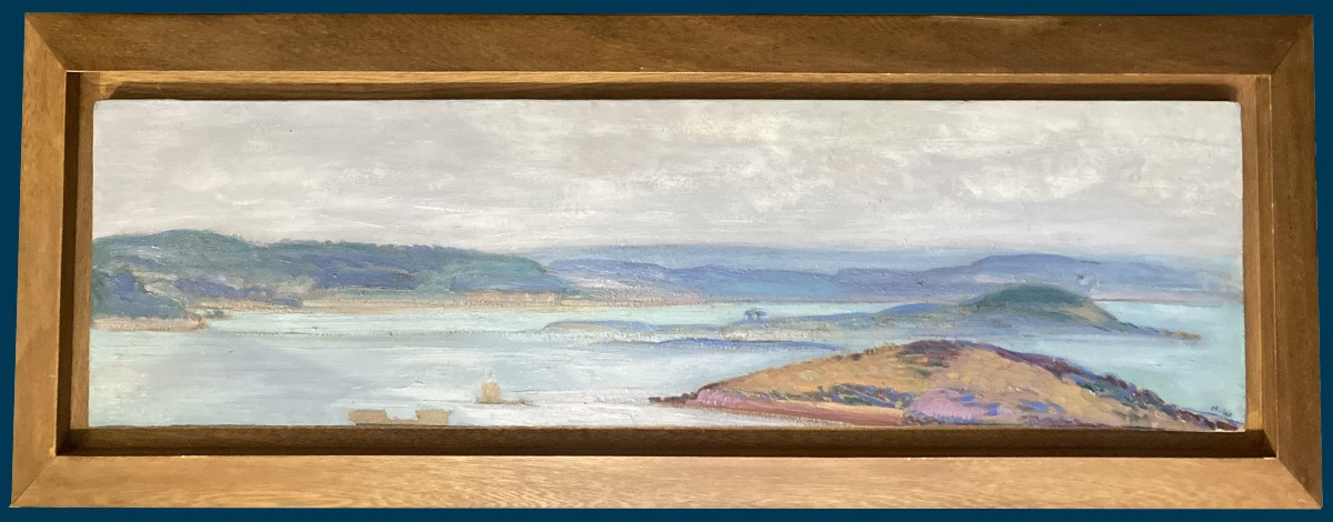 WAROQUIER DE Henry (1881-1970) "L'ile aux moines, Bretagne" Huile sur carton, Monogrammé