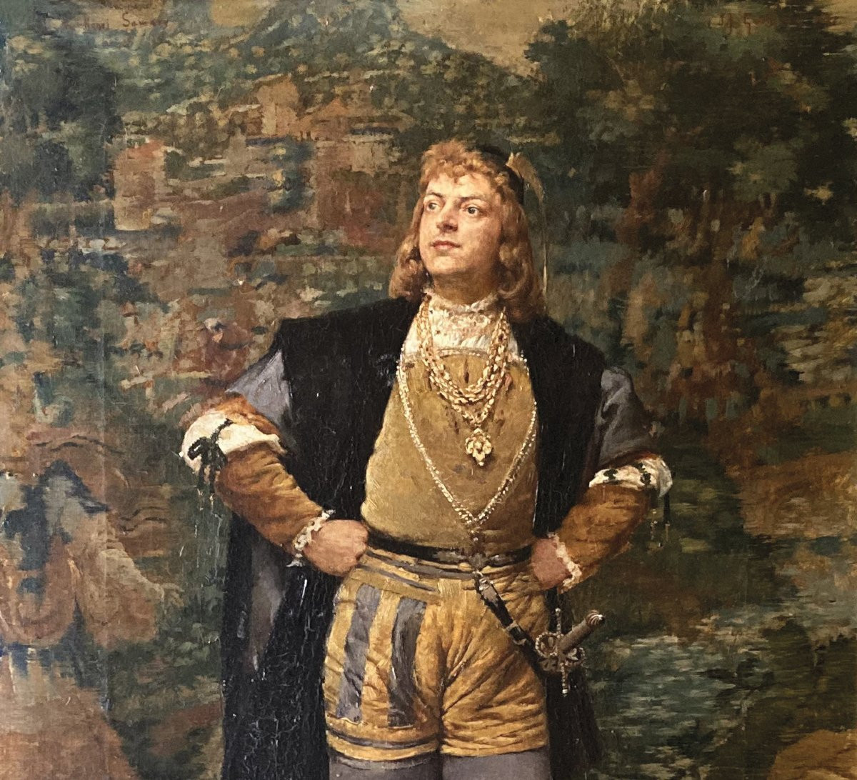 Gueldry Ferdinand (1858-1945) "portrait Of Henry Samary" Oil On Canvas, Signed, Original 19th-century Frame, Label-photo-2