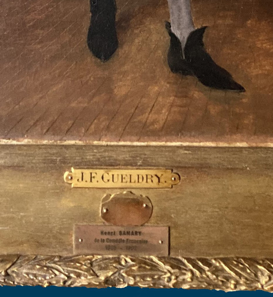 Gueldry Ferdinand (1858-1945) "portrait Of Henry Samary" Oil On Canvas, Signed, Original 19th-century Frame, Label-photo-4
