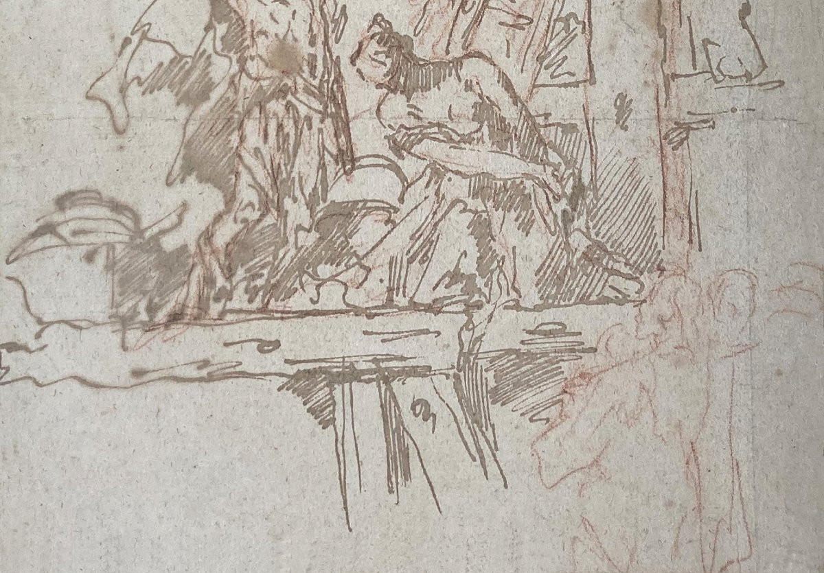 Diziani Gaspare (1689-1767) "martyr Of Saint Eurosia"drawing/red Chalk, Pen,ink Wash,provenance-photo-3