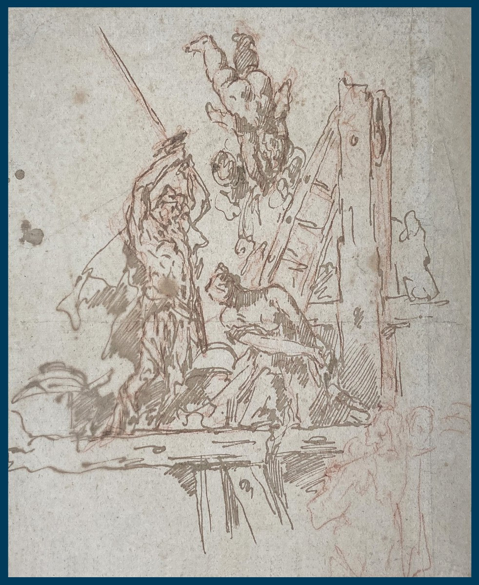 Diziani Gaspare (1689-1767) "martyr Of Saint Eurosia"drawing/red Chalk, Pen,ink Wash,provenance