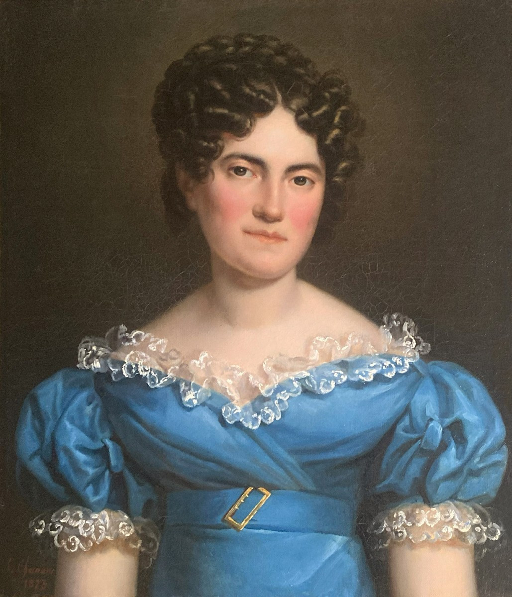 CHERADAME Sophie Née BERTAUD (1793-1829)"Portrait femme" Huile/toile,Signé,Daté,Cadre d'origine