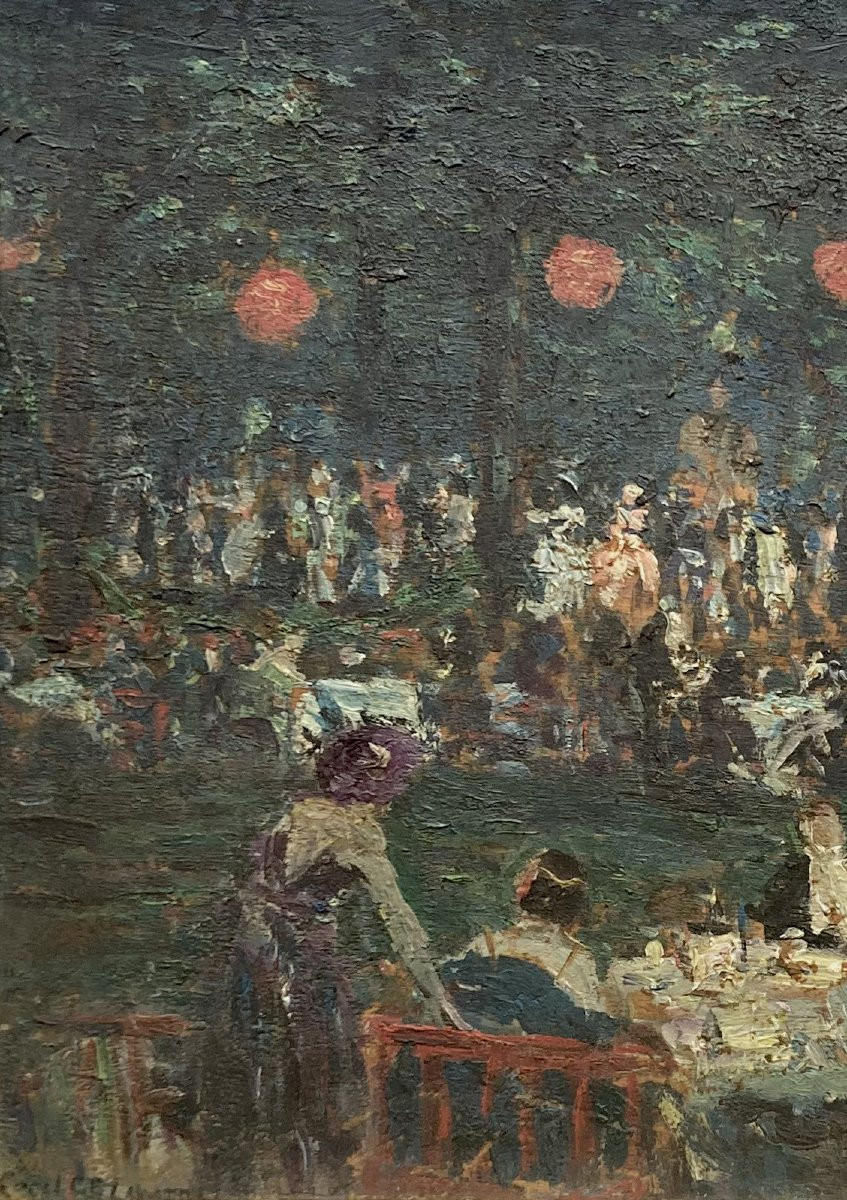 LAWSON Cecil Constant Philip (1880-1967) Ecole Anglaise "Banquet champêtre" Huile sur panneau-photo-2