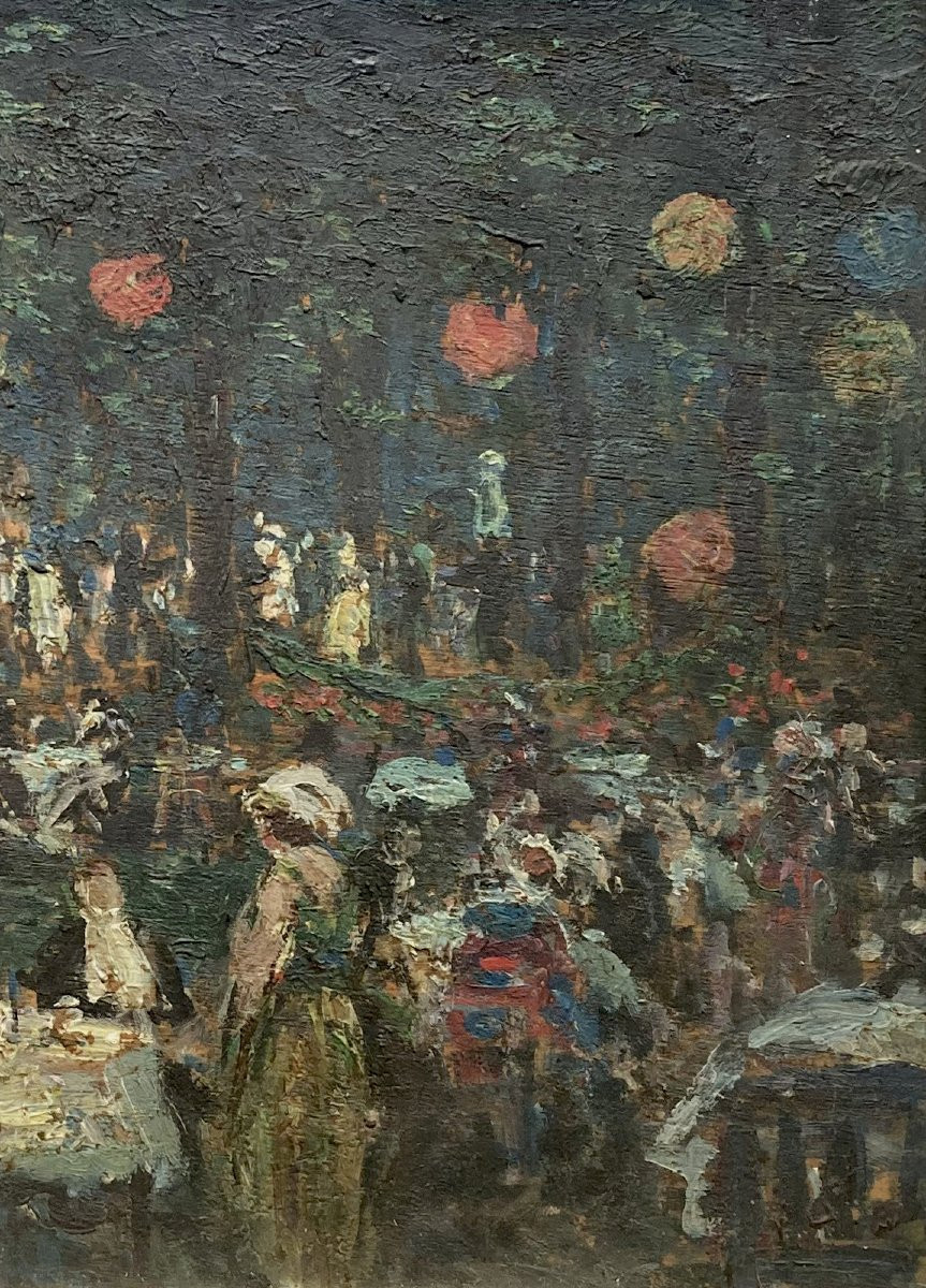LAWSON Cecil Constant Philip (1880-1967) Ecole Anglaise "Banquet champêtre" Huile sur panneau-photo-3