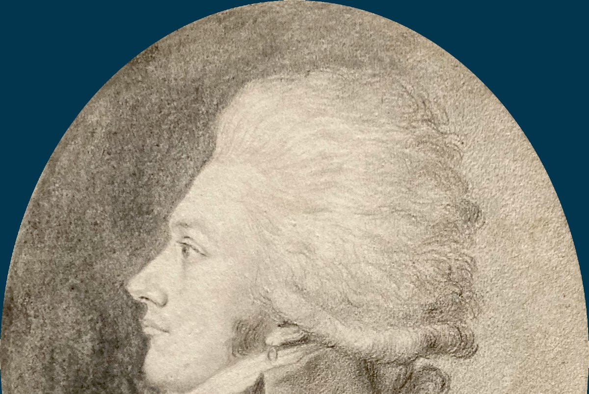 GUERIN Jean-Urbain (1761-1836) "Portrait Alexandre DE LAMETH" Dessin à la pierre noire-photo-2