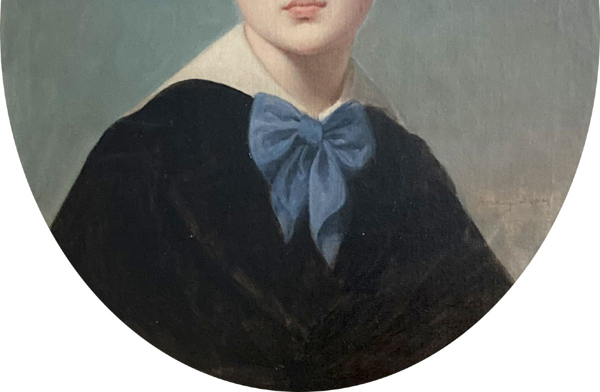 Pineu-duval Amaury, Known As Amaury-duval (1808-1885) "portrait Of A Child" Oil/canvas, Signed-photo-3