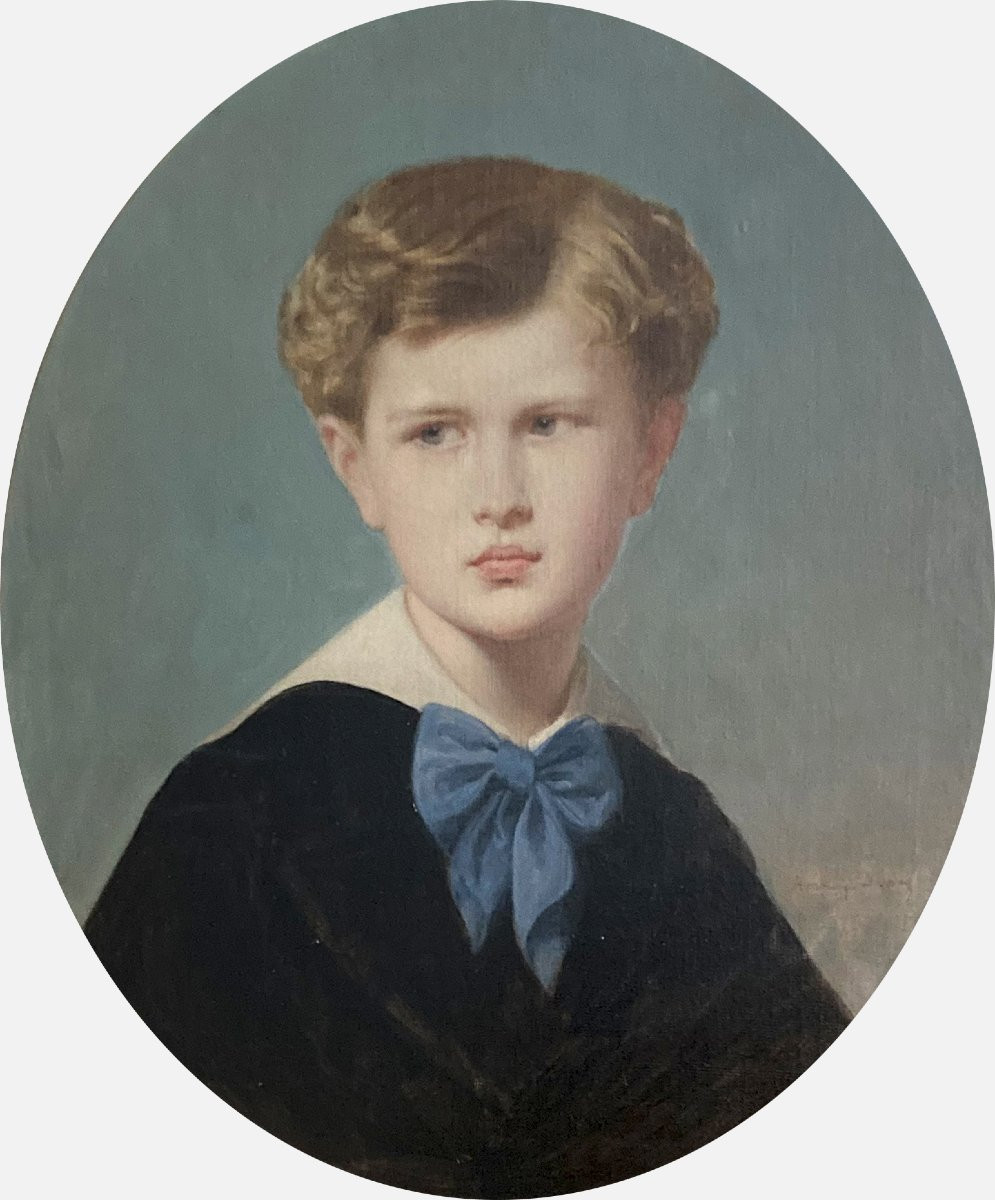 Pineu-duval Amaury, Known As Amaury-duval (1808-1885) "portrait Of A Child" Oil/canvas, Signed-photo-4