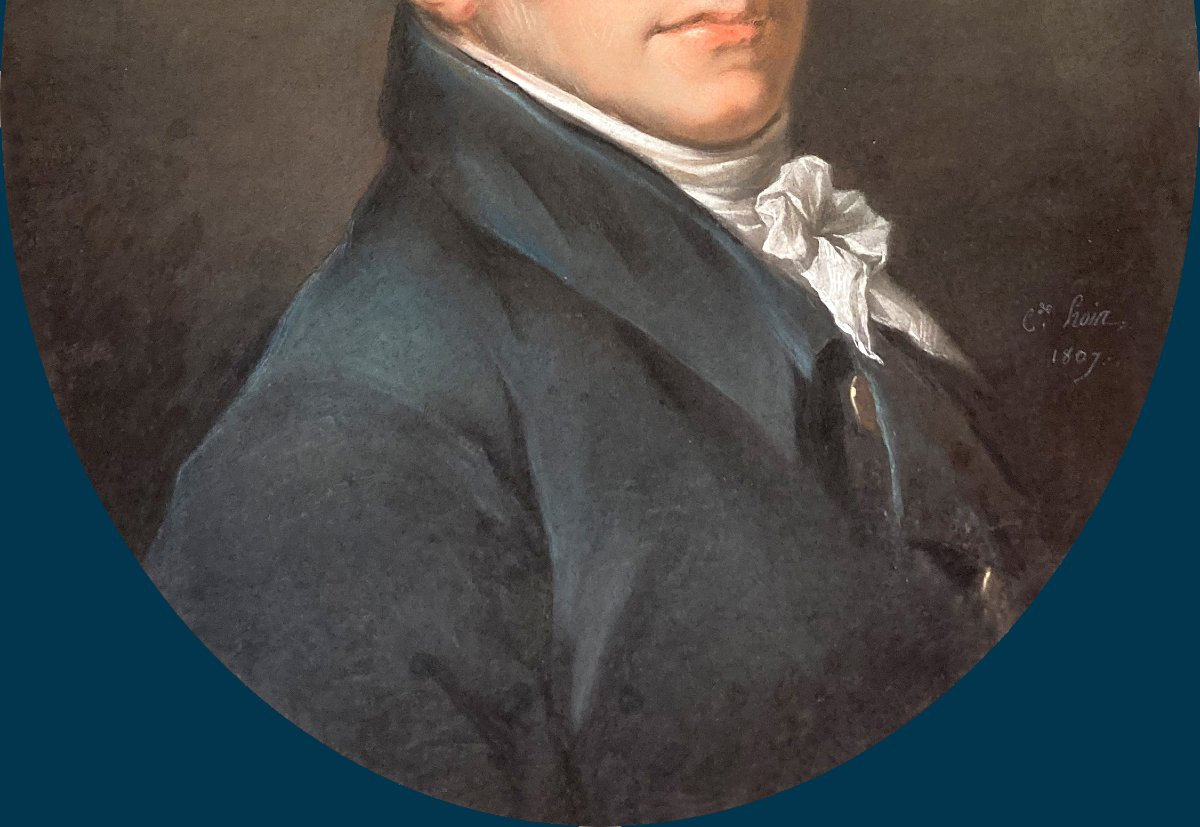 HOIN Claude (1750-1817) "Portrait Baron Charles Esprit de Bois d'Aisy" Pastel, signé et daté-photo-3