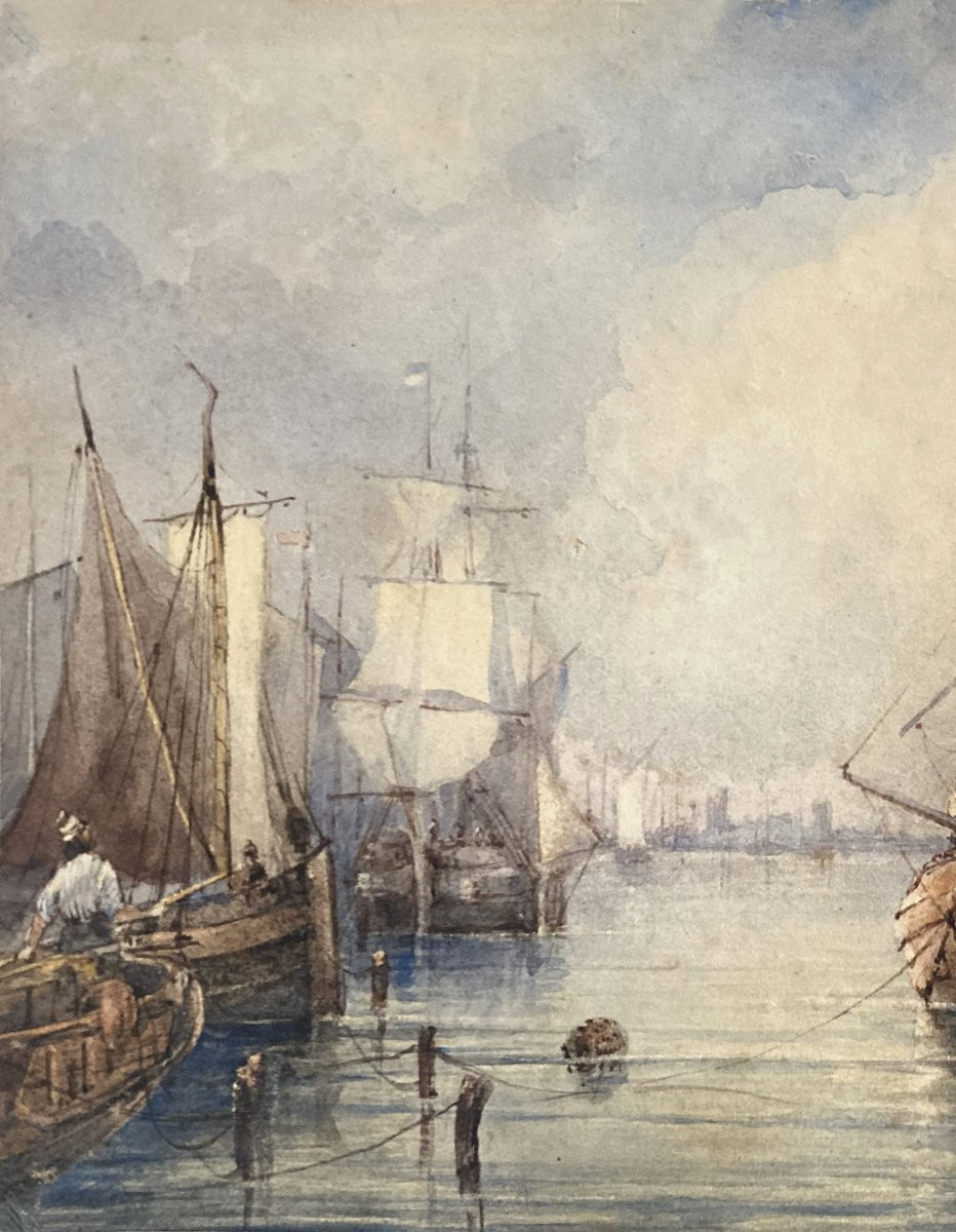 William Wyld (1806-1889) "marine" Drawing/watercolor, Signed-photo-2