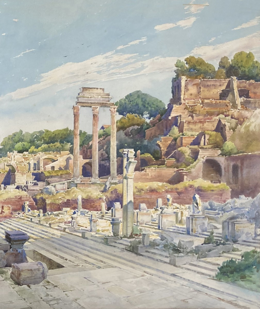 LESSIEUX Ernest (1848-1925) "Rome" Dessin à l'aquarelle, Signé-photo-3