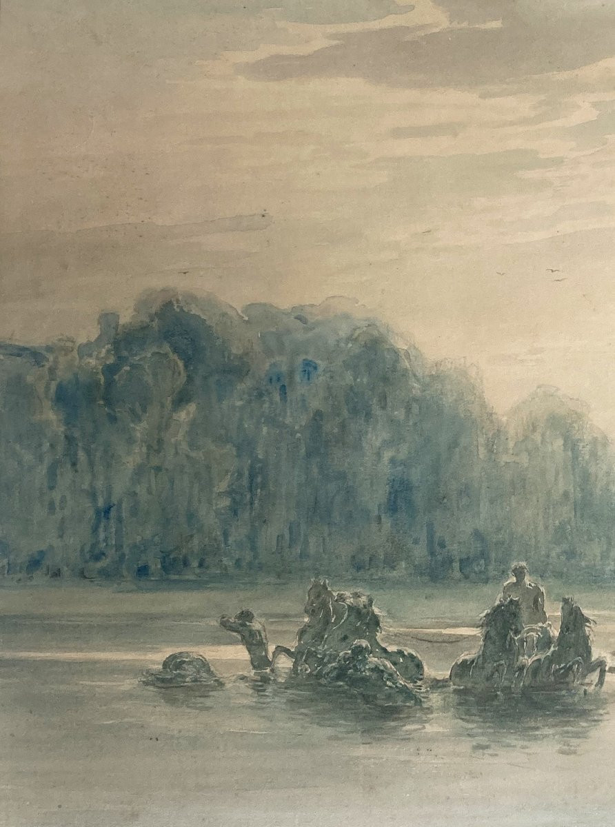 FOREAU Henri (1866-1938) "Versailles" Dessin/aquarelle, Signé-photo-2