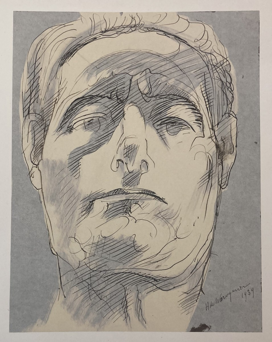WAROQUIER DE Henry (1881-1970) "Tête d'homme" Dessin/Plume et lavis d'encre, Signé et daté