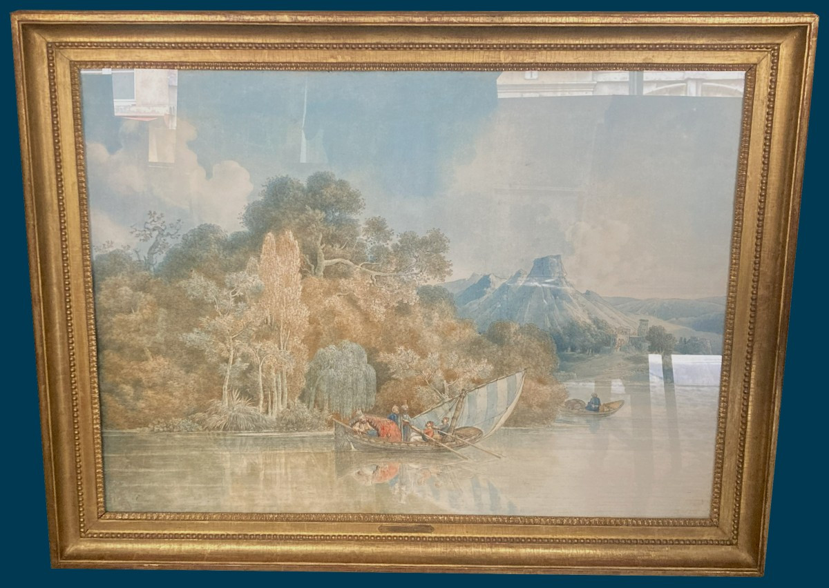 Cassas Louis-françois (1756-1827)  2 Watercolors "women By A Shore" And "turbaned Men"-photo-4
