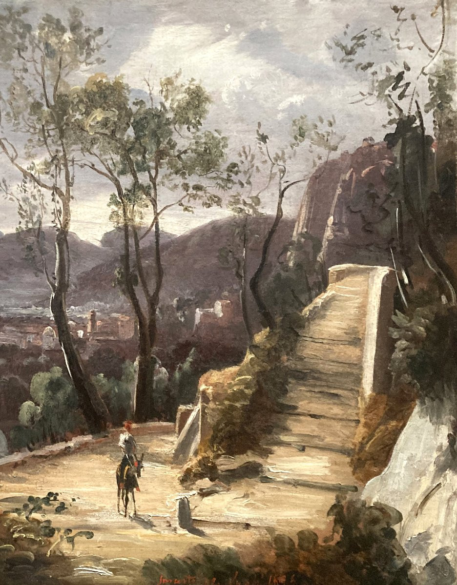 Pitloo Anton Sminck (1790-1837), Attributed To "sorrento" Oil/paper/canvas, Annotated, Dated-photo-3