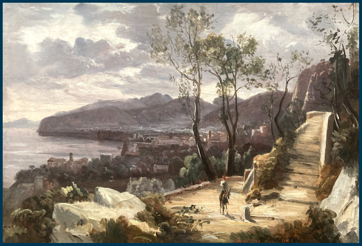Pitloo Anton Sminck (1790-1837), Attributed To "sorrento" Oil/paper/canvas, Annotated, Dated