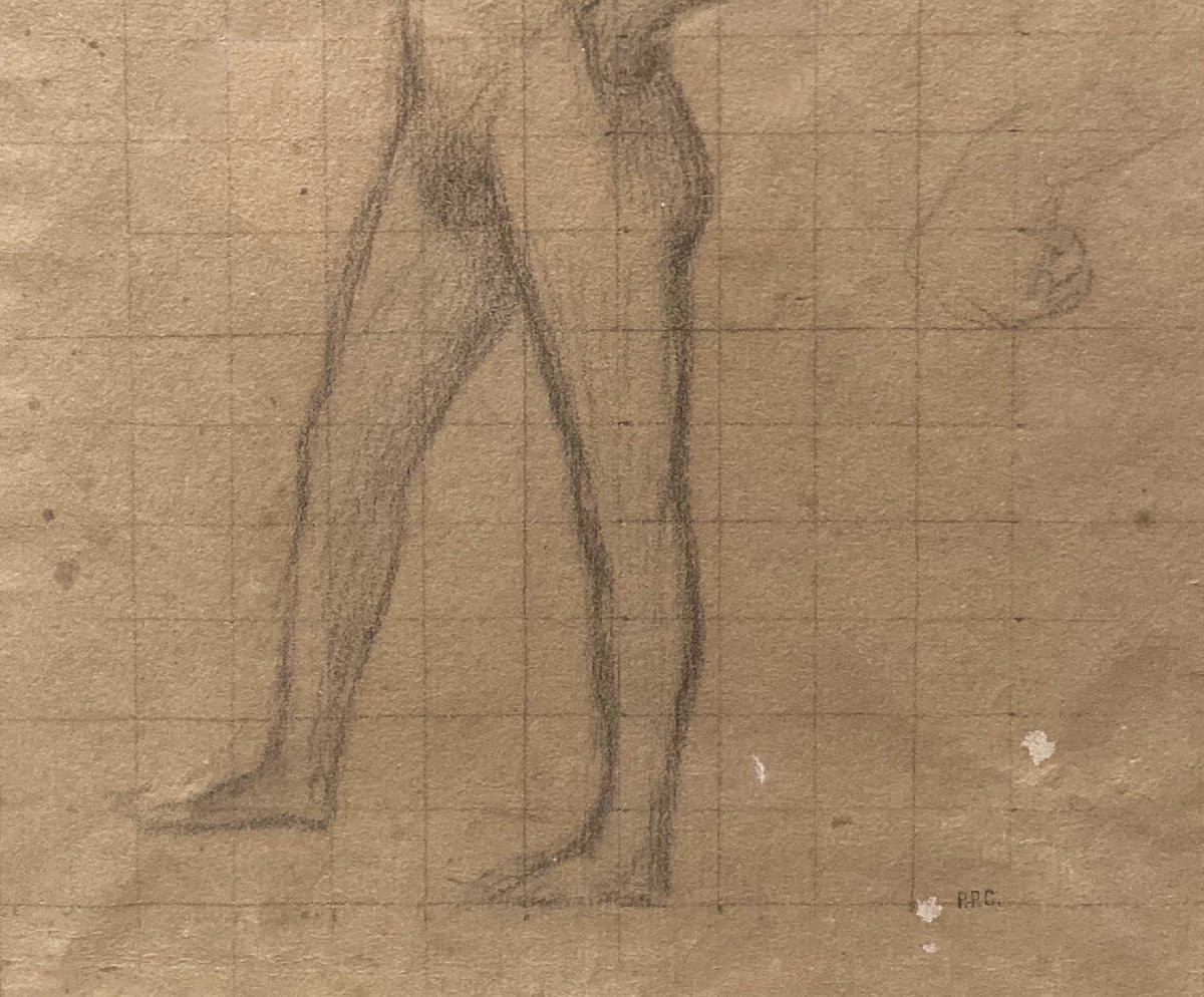 PUVIS DE CHAVANNES Pierre (1824-1898) "Jeune homme" Dessin au crayon noir, Porte le cachet-photo-4