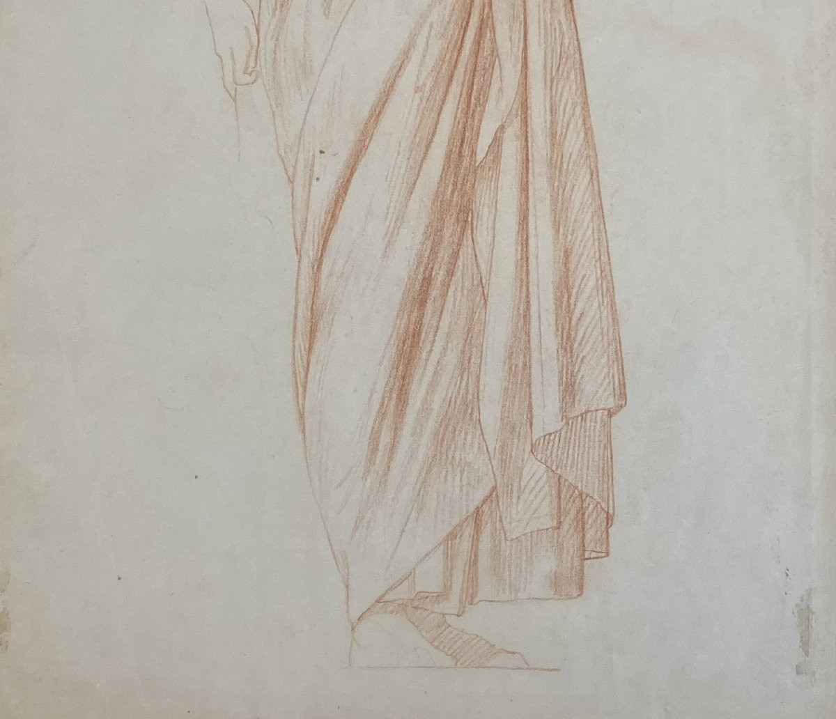 Gérôme Jean Léon (1824-1904) "study Draped Figure" Drawing/red Chalk, Annotated, Stamp/a. Morot-photo-3
