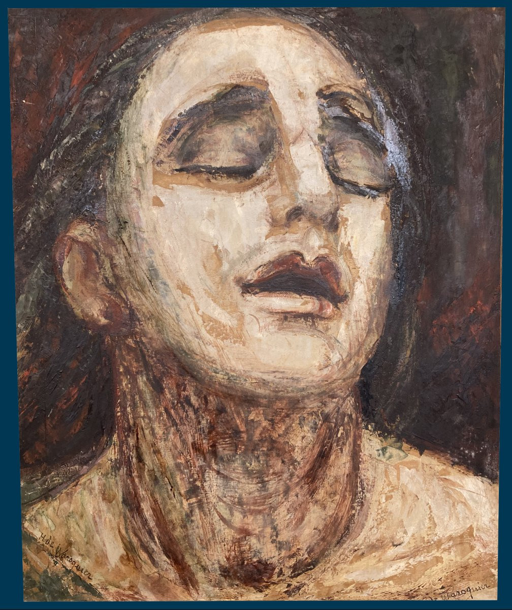 Waroquier De Henry (1881-1970) "la Douleur" Oil On Canvas, Signed-photo-2