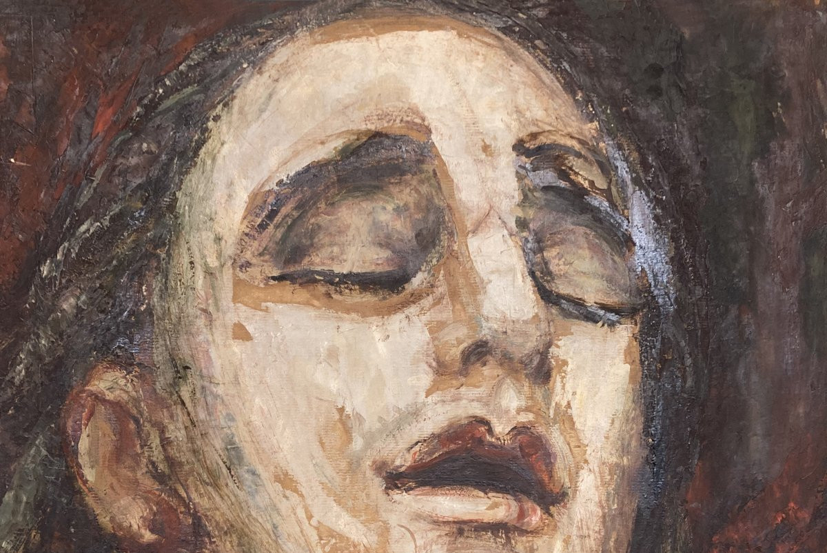 Waroquier De Henry (1881-1970) "la Douleur" Oil On Canvas, Signed-photo-3
