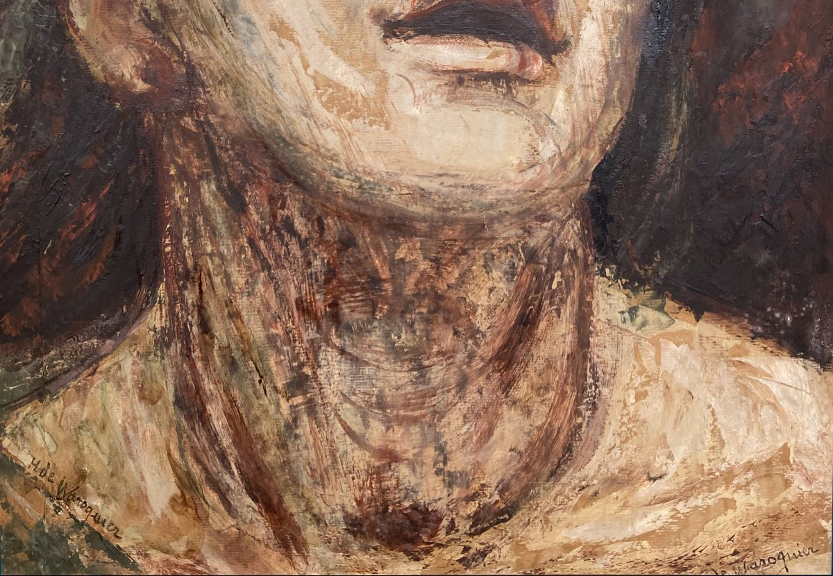 Waroquier De Henry (1881-1970) "la Douleur" Oil On Canvas, Signed-photo-4