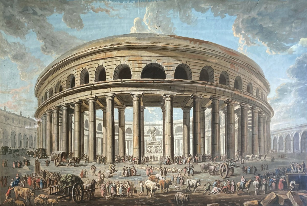 Italian School 18th Century "fantasy Architecture" Drawing/gouache, Frame