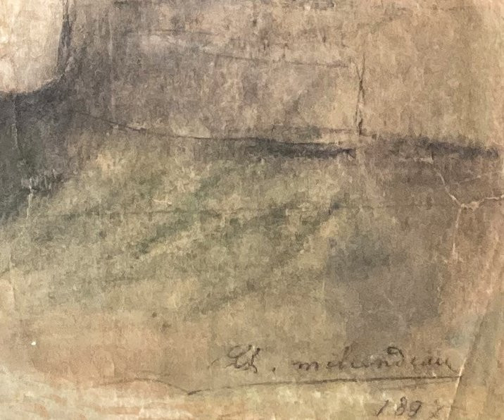 Milcendeau Charles (1872-1919) "woman At Work" Drawing/black Pencil, Pastel, Signed And Dated-photo-4