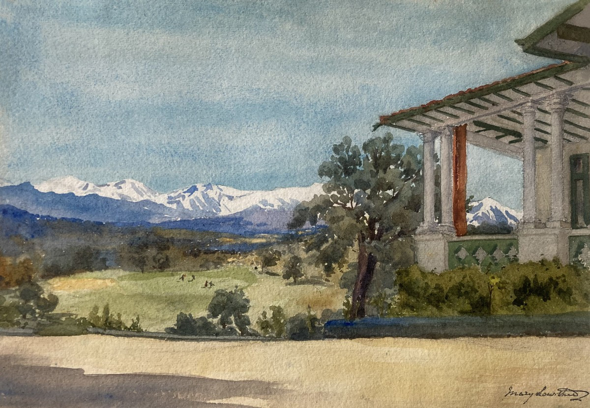 LOWTHER Mary Eleanor Rose (1856-1929) "Le terrain de Golf à Madrid" Aquarelle, Signé
