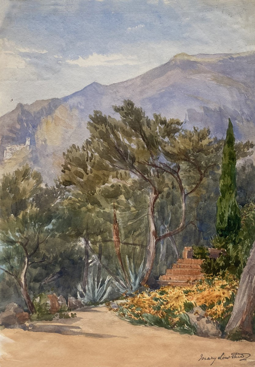 Lowther Mary Eleanor Rose(1856-1929) "cap Martin" Watercolor, Signed