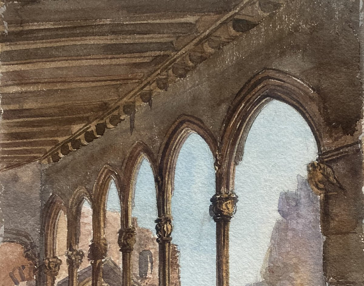 LOWTHER Mary Eleanor Rose(1856-1929) "Montserrat, Espagne" Aquarelle, signé-photo-2