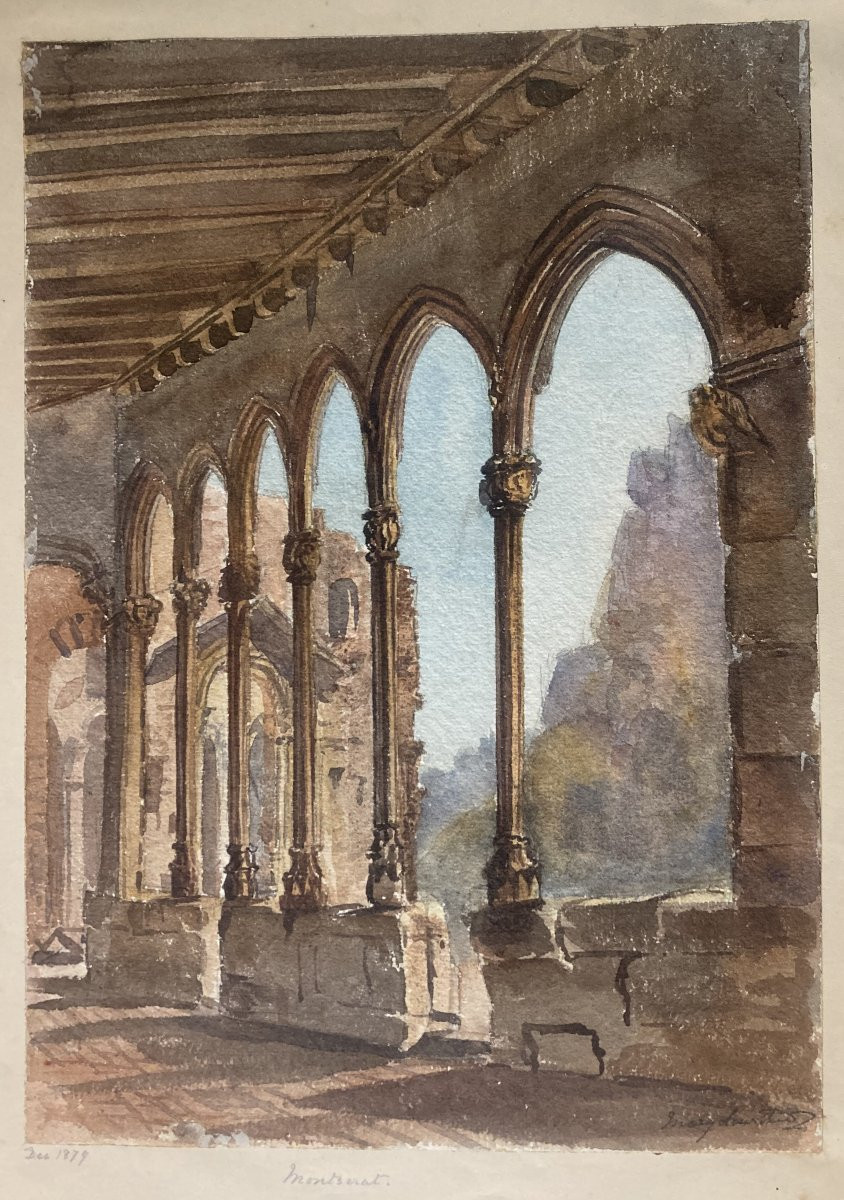 LOWTHER Mary Eleanor Rose(1856-1929) "Montserrat, Espagne" Aquarelle, signé-photo-4
